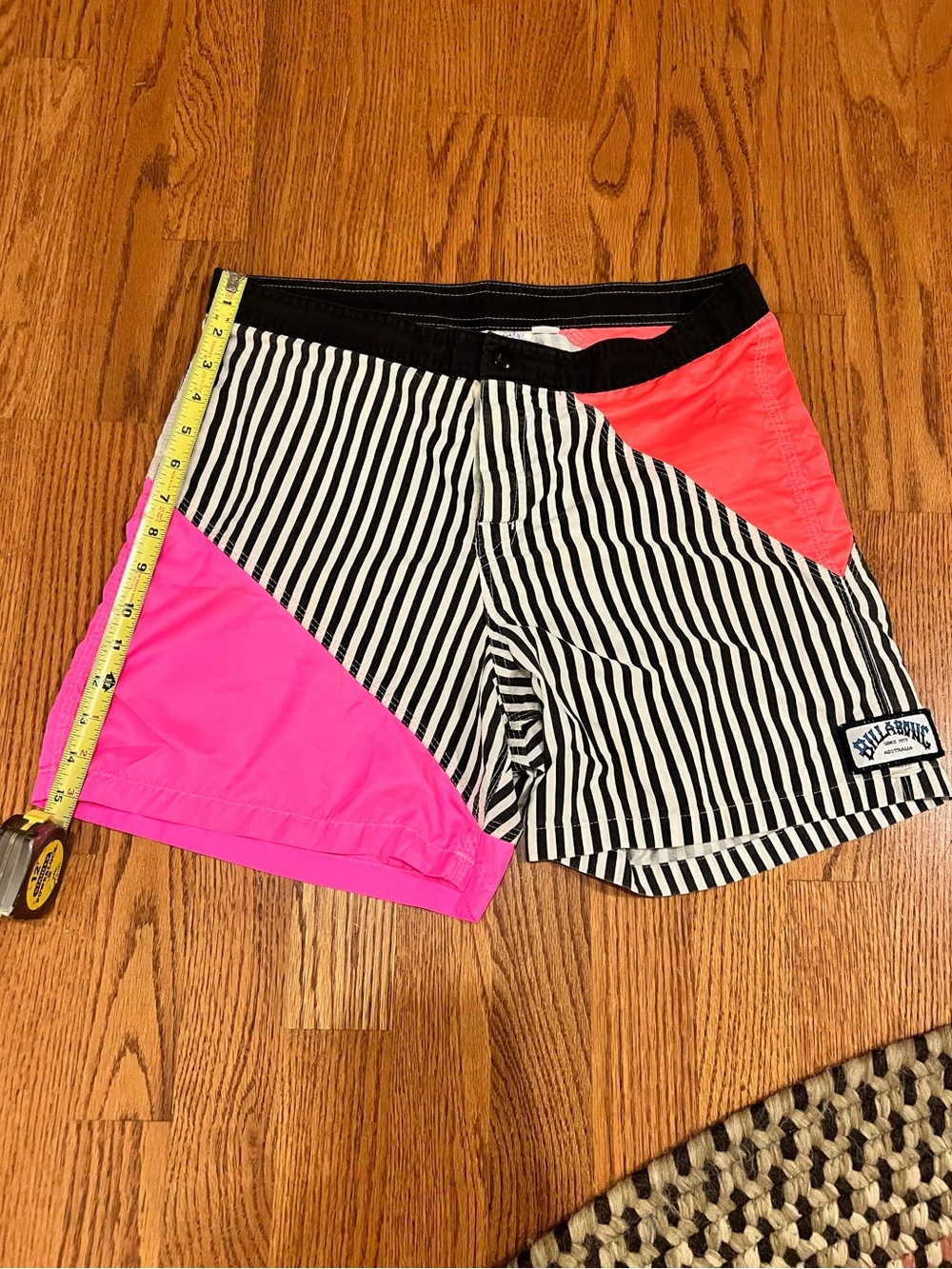 Vintage Billabong Women's/mens Black & Pink Striped Colorblock Swim Shorts